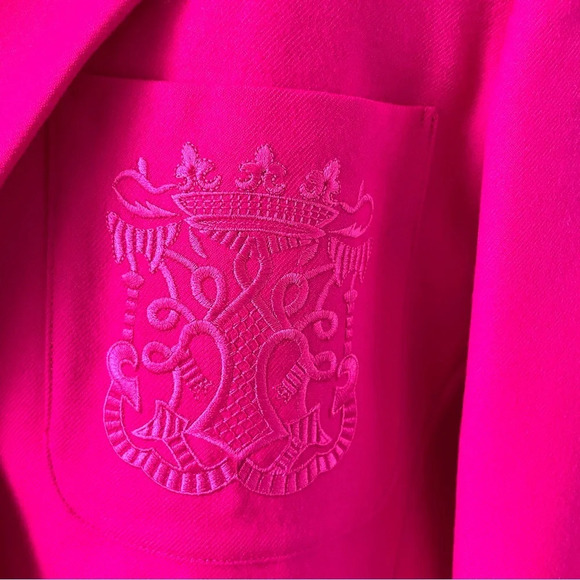 Vintage Oversized Pink Fuchsia 100% Wool Blazer Small/Medium - Picture 6 of 12
